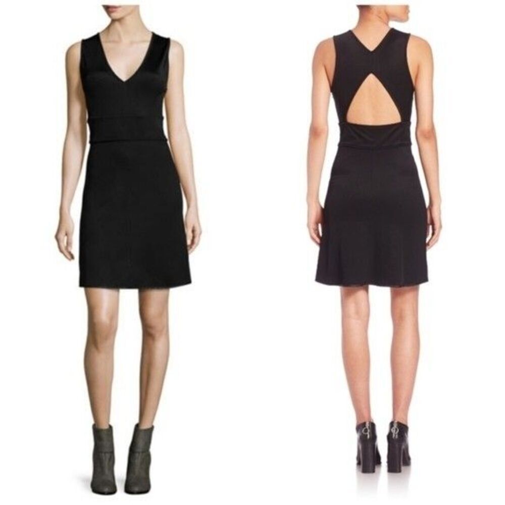 Rag & Bone Astrid Dress Womens 2 Black Sleeveless V Neck Cutout Knit Mini